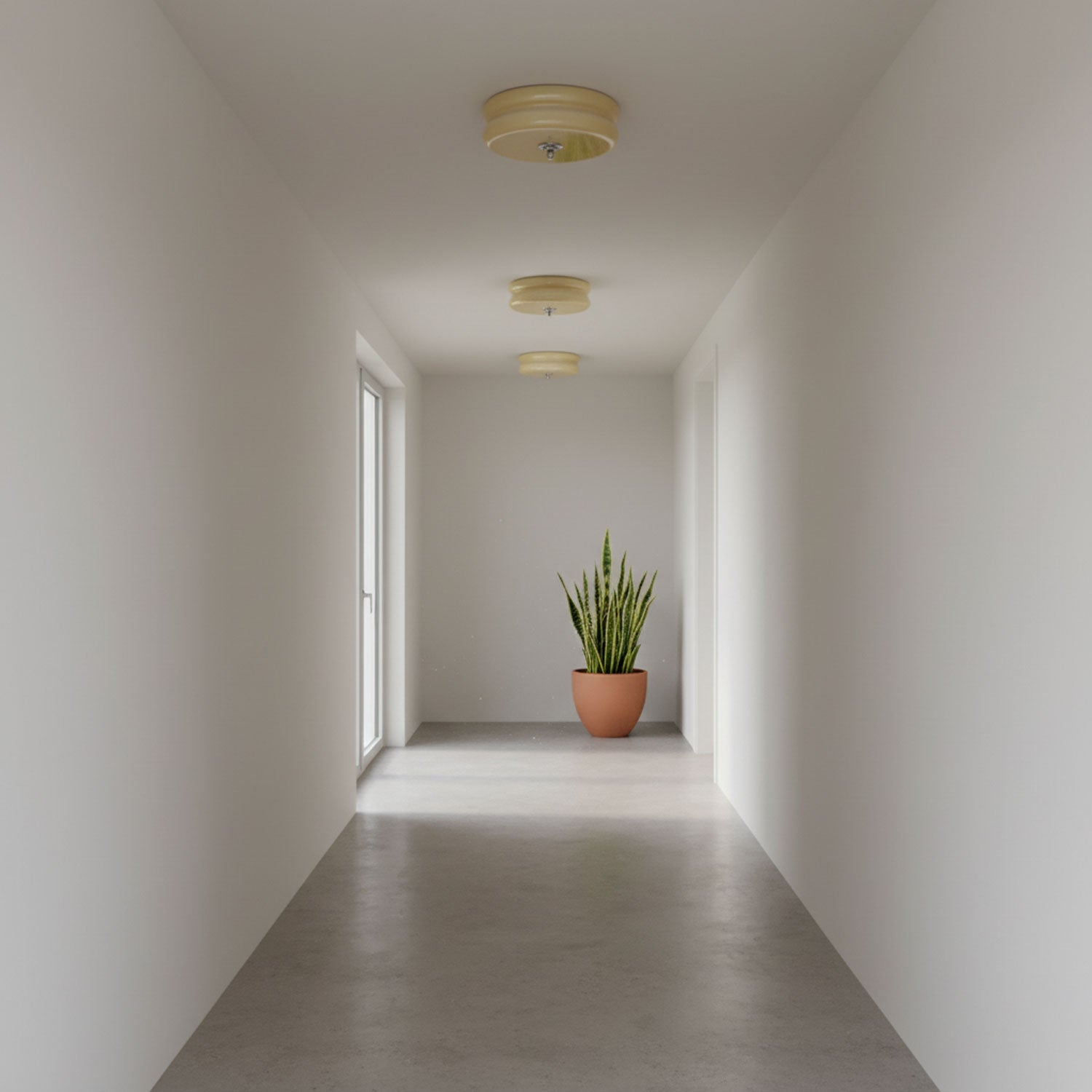 Vintage Deckenleuchte in Creme Rund