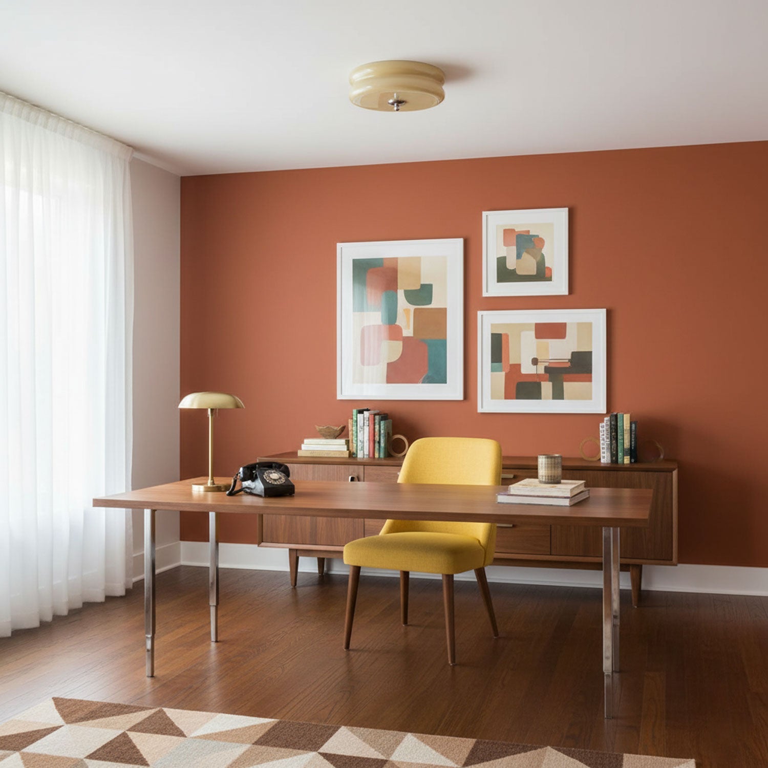 Vintage Deckenleuchte in Creme Rund