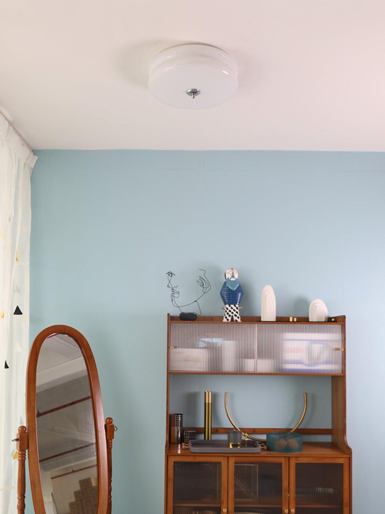 Vintage Deckenleuchte in Creme Rund