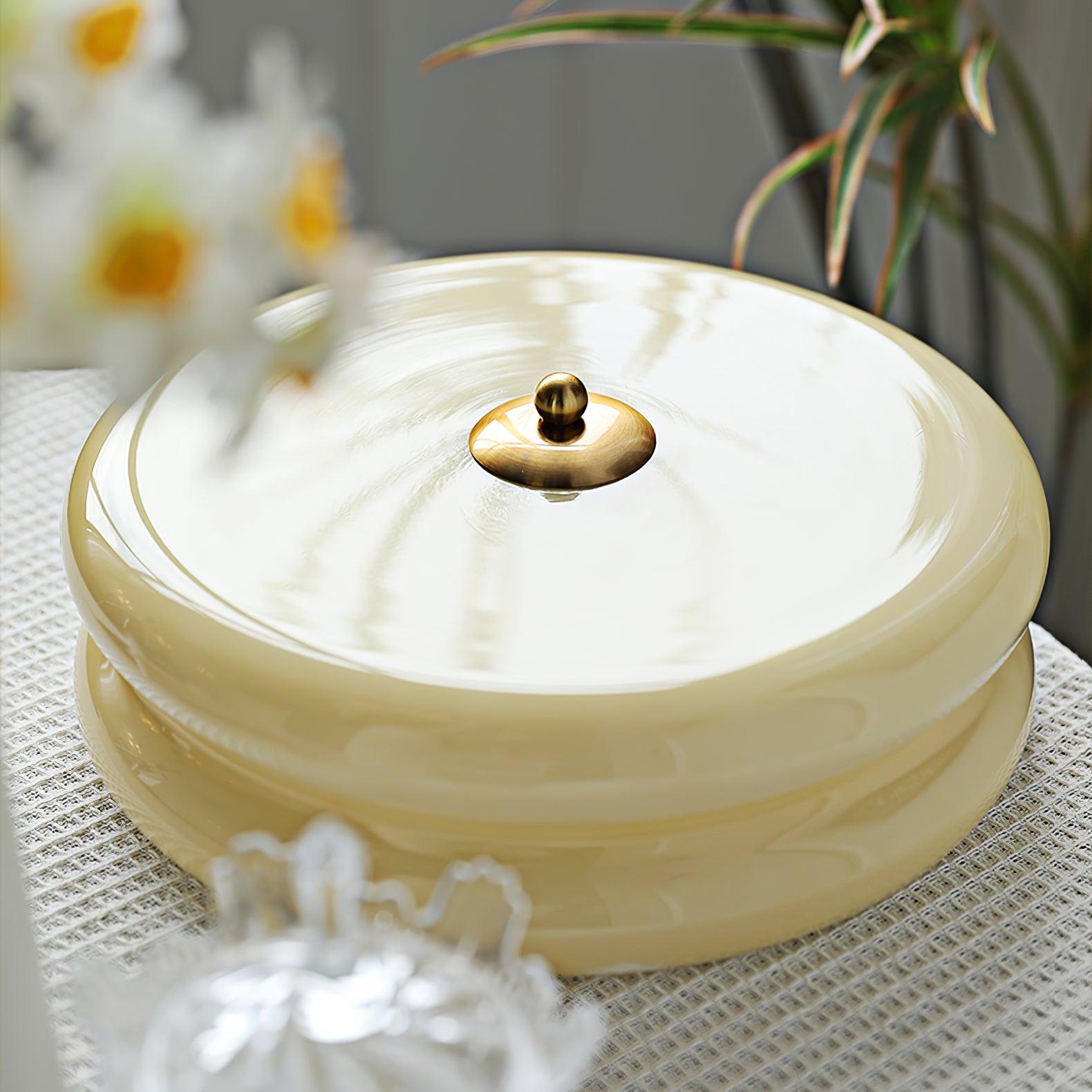 Vintage Deckenleuchte in Creme Rund