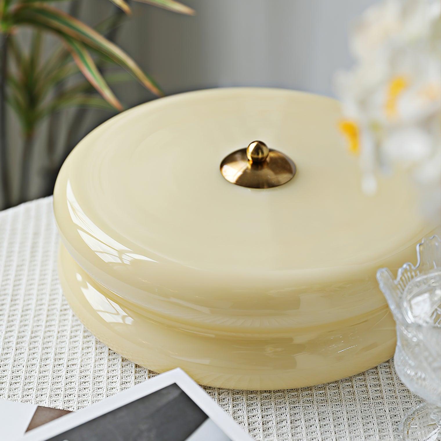 Vintage Deckenleuchte in Creme Rund