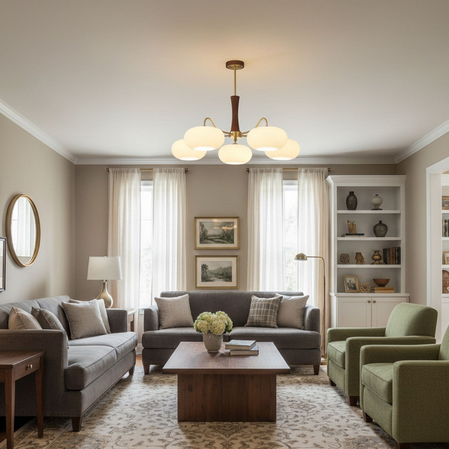 Moderner Kronleuchter im Kaki-Stil