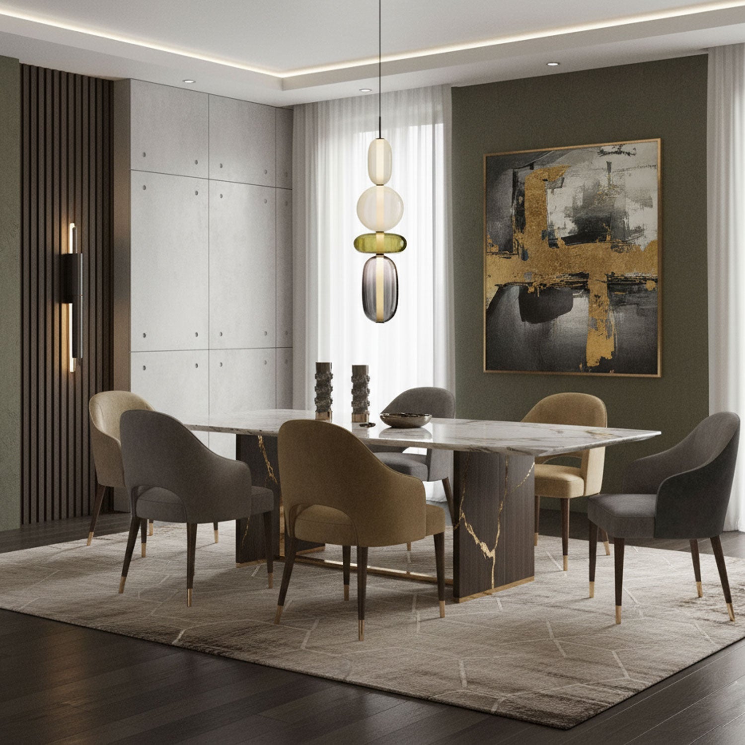 Moderne Pendelleuchte Kandierten Kieselsteinen Stil