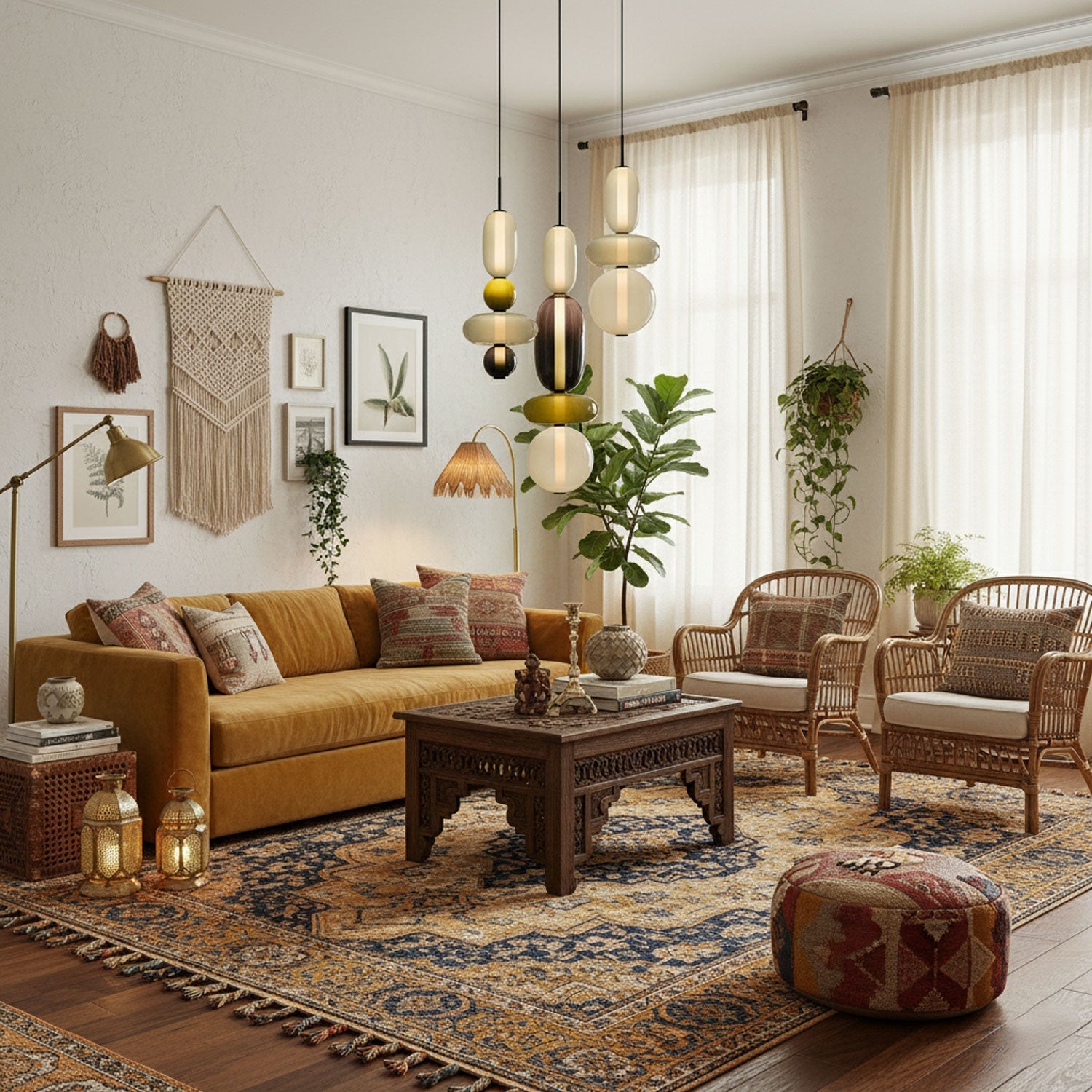 Moderne Pendelleuchte Kandierten Kieselsteinen Stil