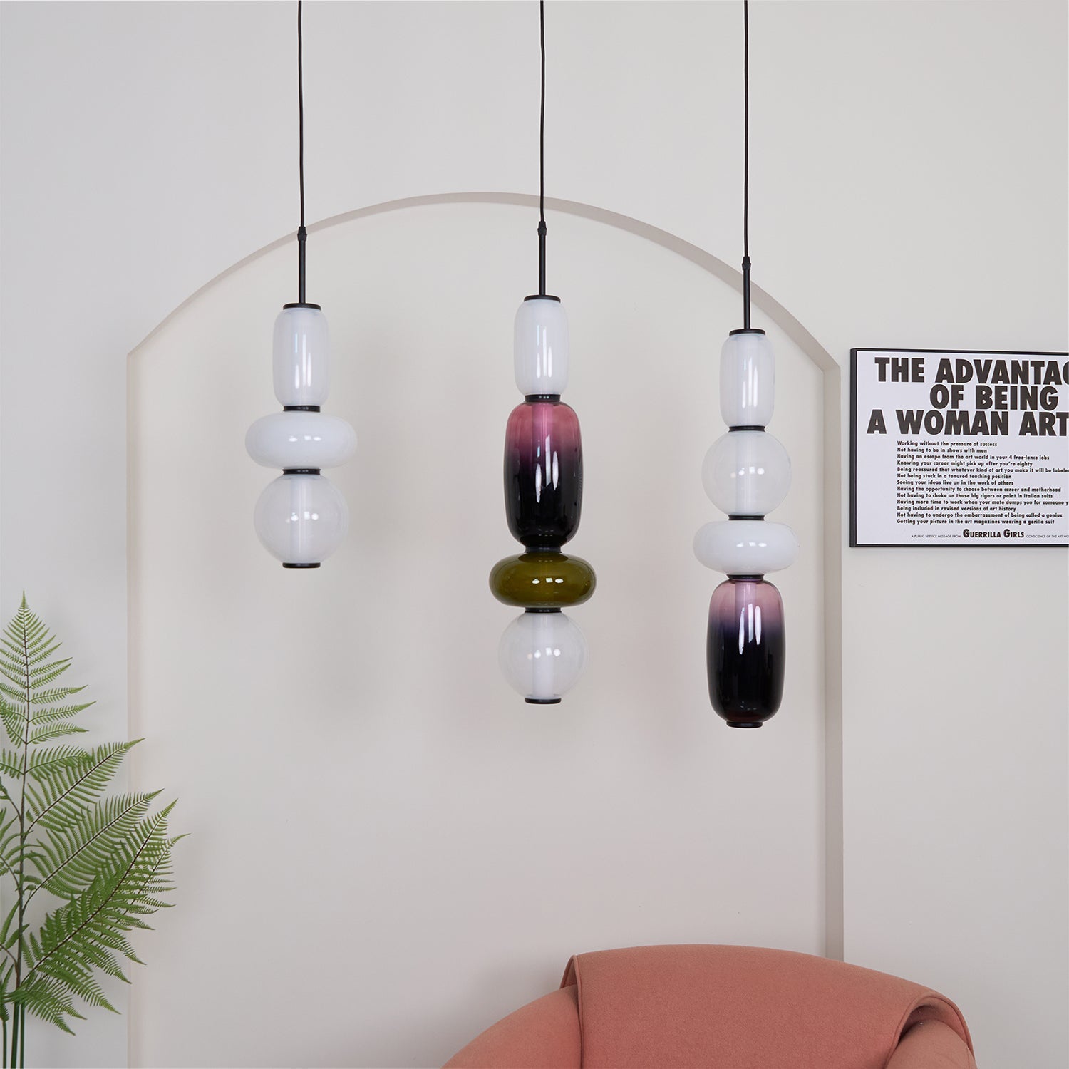 Moderne Pendelleuchte Kandierten Kieselsteinen Stil