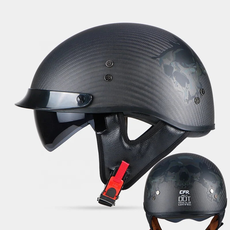 Halbgesichts-Motorradhelm im Totenkopf-Design