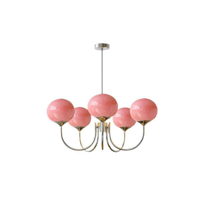 Variant image for Eleganter Gold Kronleuchter Modern mit Rosa Glasschirmen und LED Kompatibilität-10
