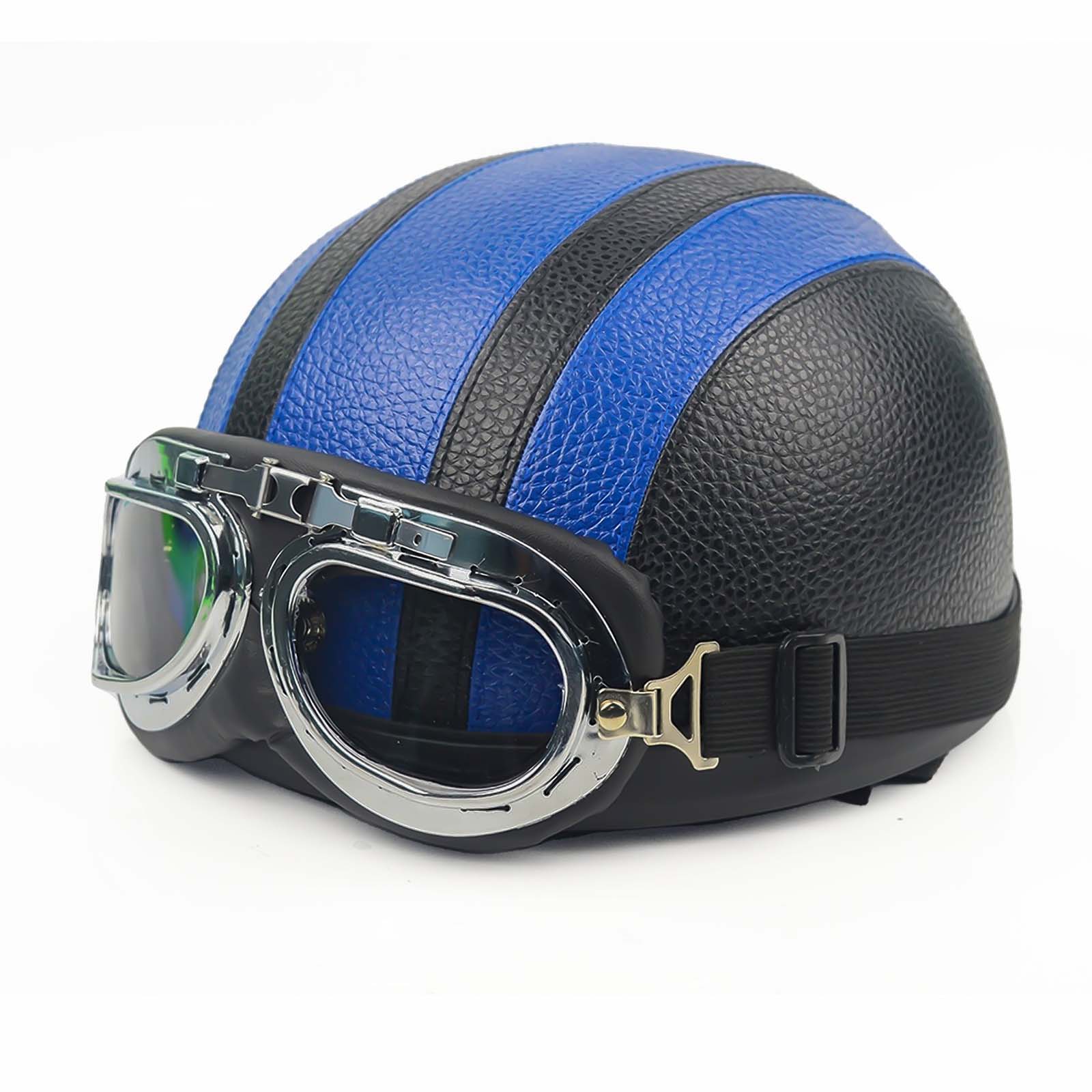 Unisex-Motorradhelm im Vintage-Stil mit Schutzbrille