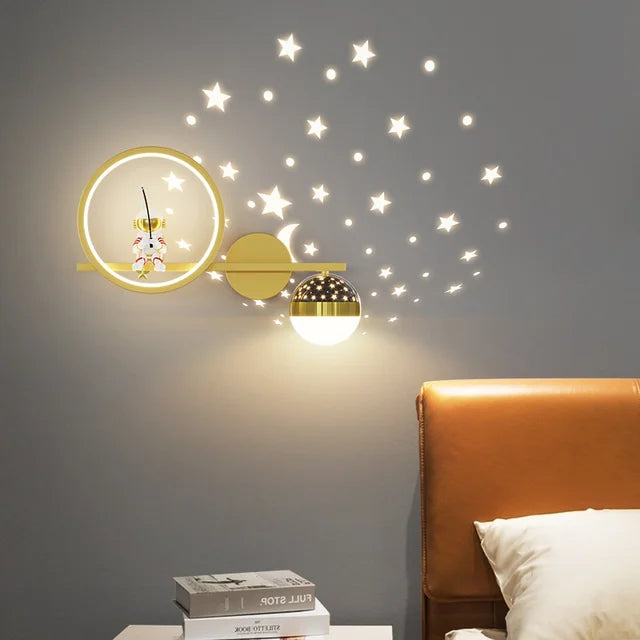 LED-Wandleuchte im nordischen Stil mit Stern- und Monddesign