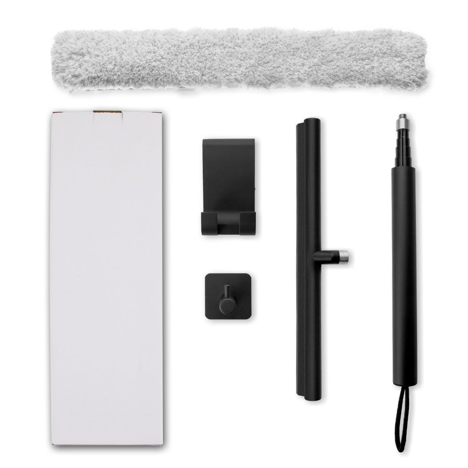 Rakel mit langem Stiel und Schrubber für Glas und Fenster