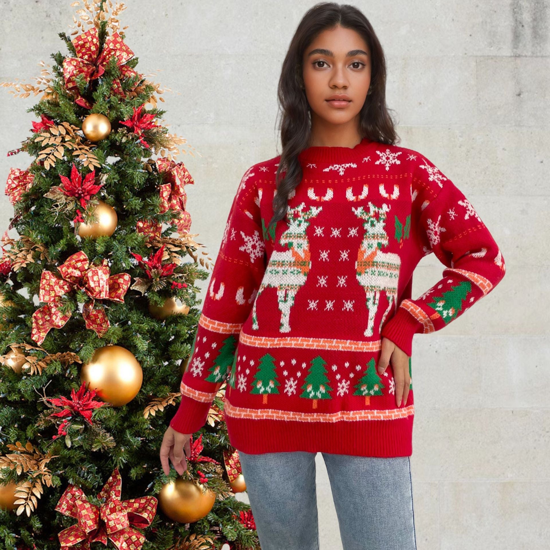 Gestrickt Weihnachtspullover Damen | Winter