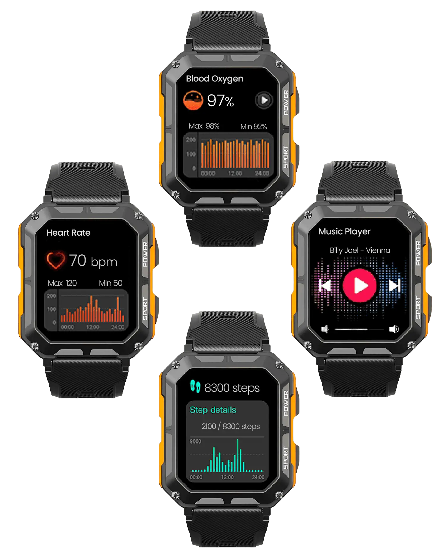 Robuste Smartwatch für Herren mit Fitness-Tracker