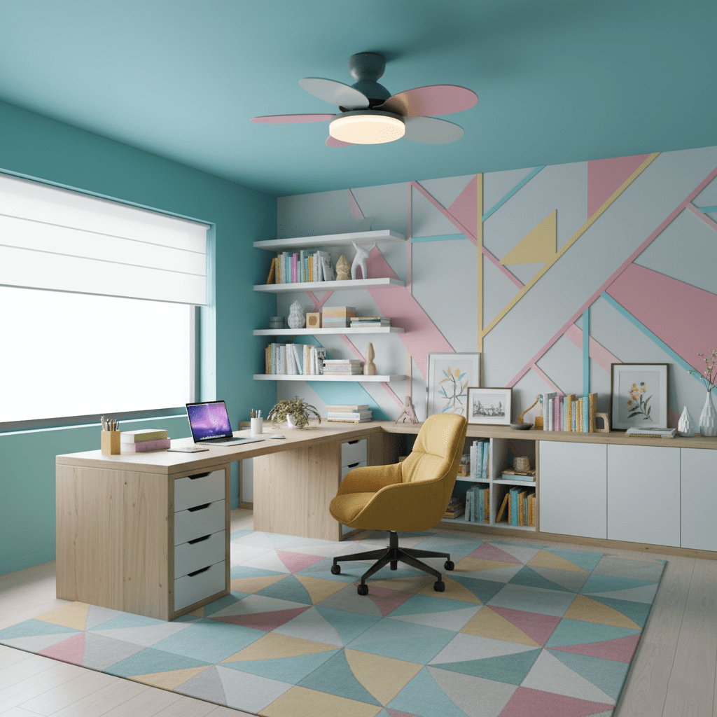 Bunter Deckenventilator im Blütenblatt-Stil mit Beleuchtung