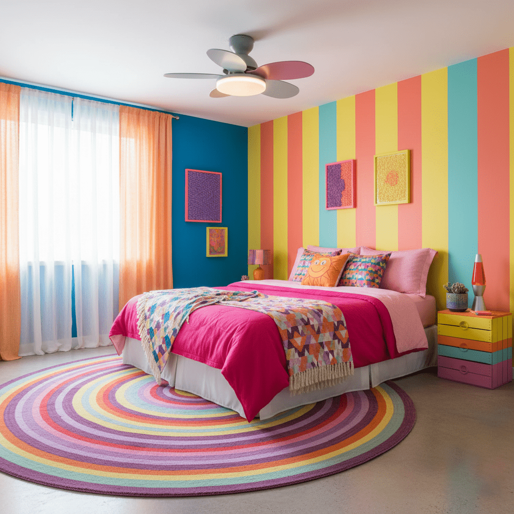 Bunter Deckenventilator im Blütenblatt-Stil mit Beleuchtung