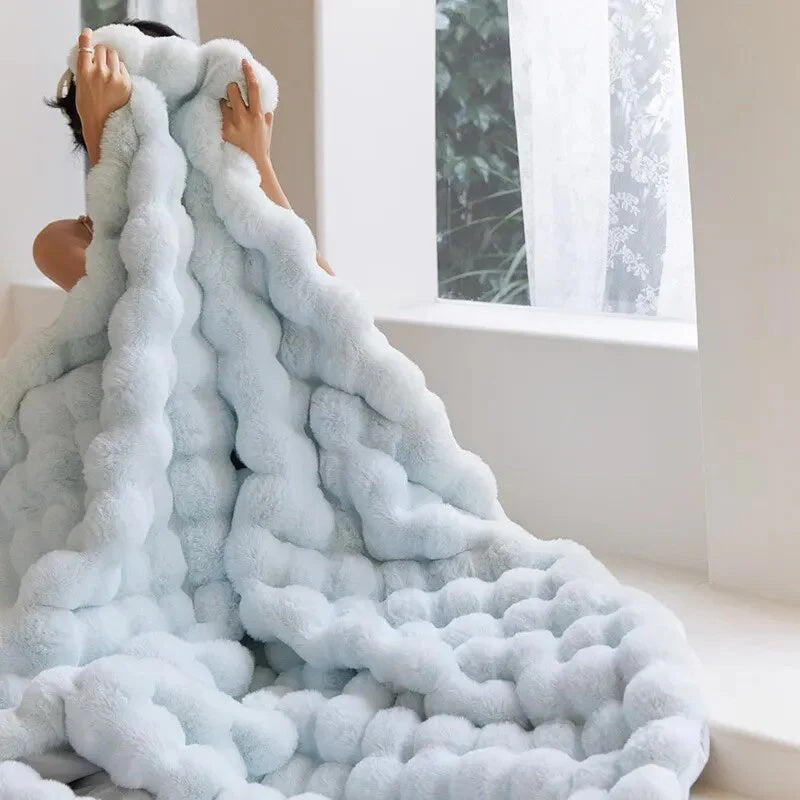 Warme Sofa Überwurfdecke mit Blasenmuster