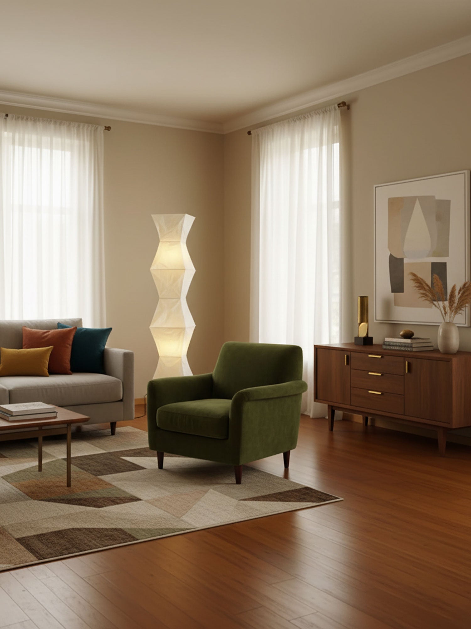 Skulpturale Japanisch Inspirierte Stehlampe