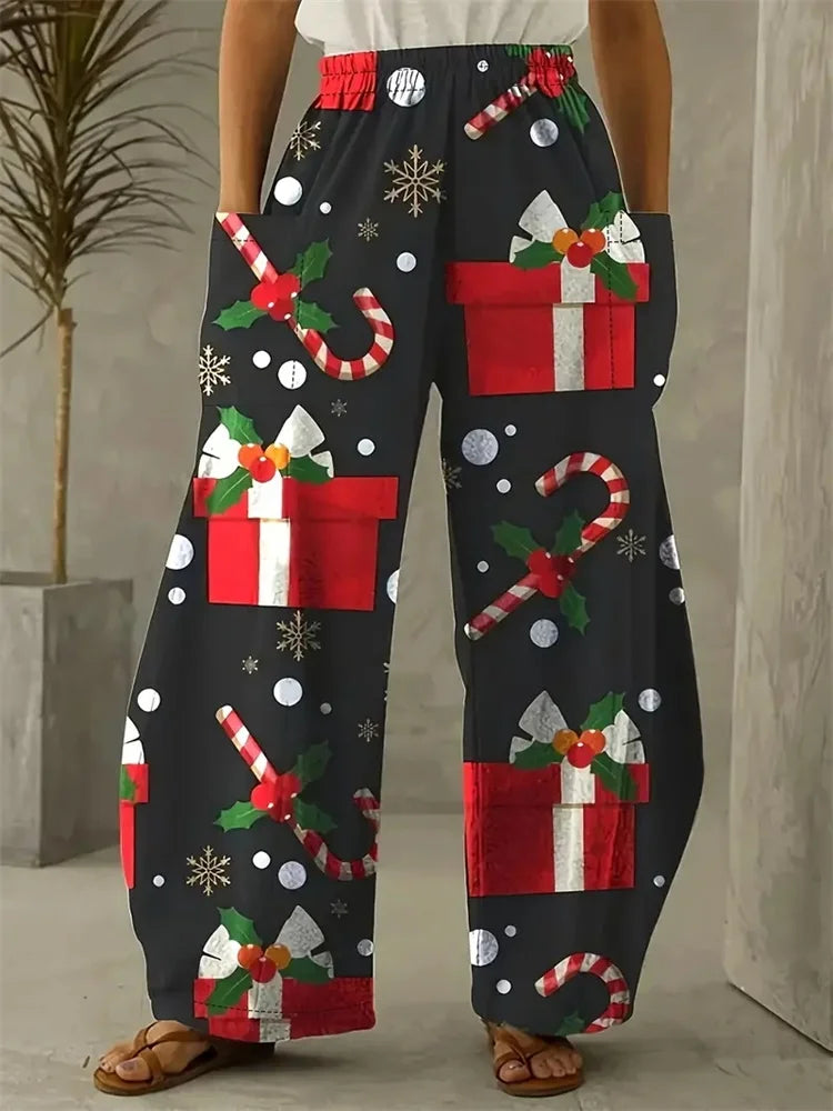 Weites Bein Weihnachtshosen Damen | Mode