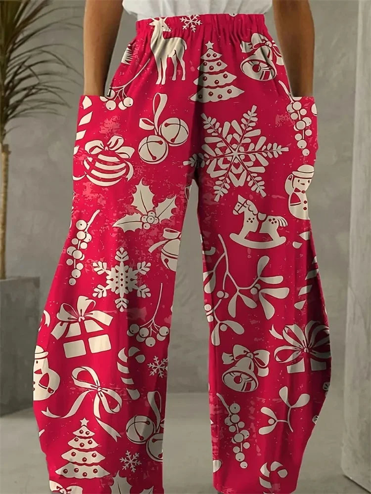 Weites Bein Weihnachtshosen Damen | Mode