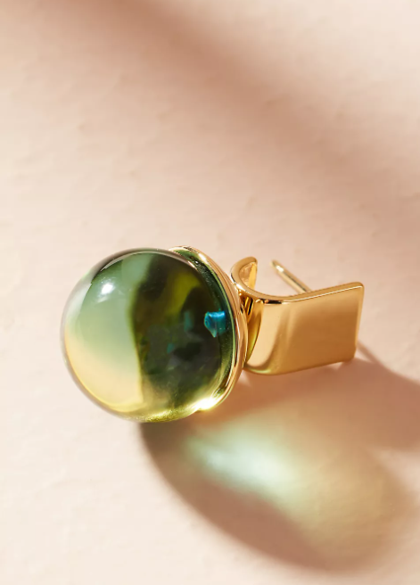 Runde Elegante-Ohrringe in Grün und Gold für Damen
