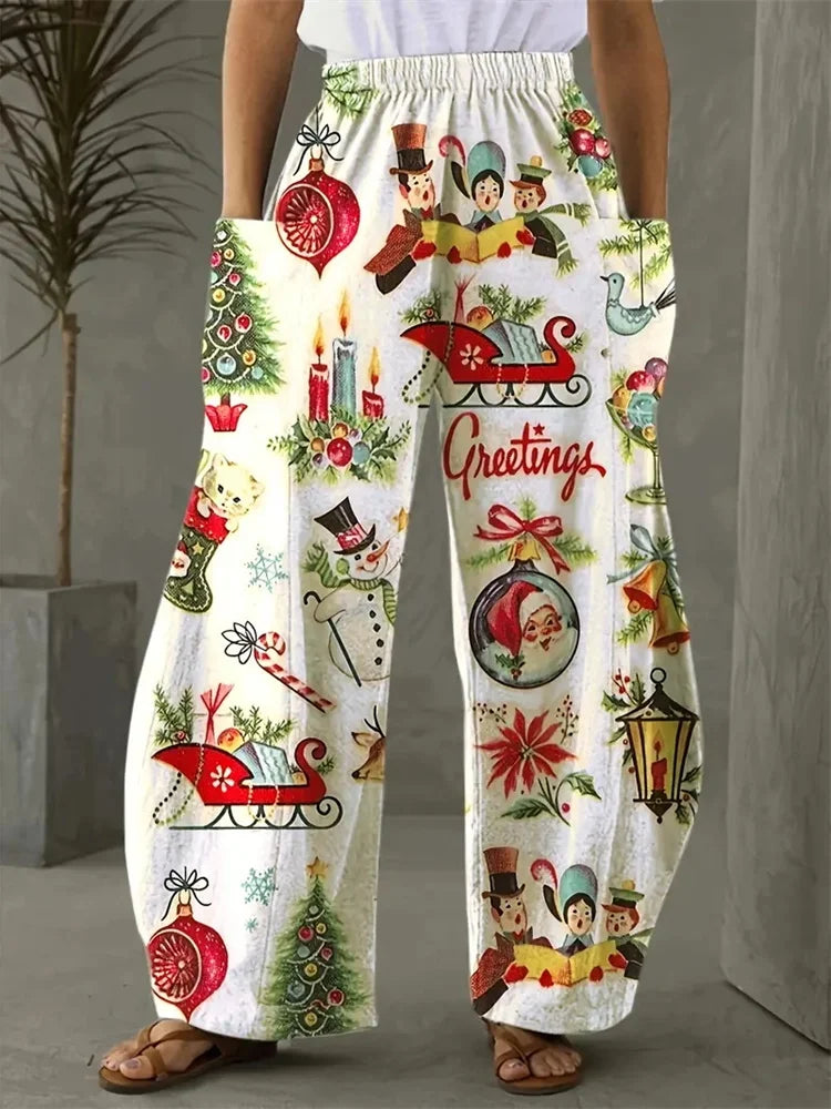 Weites Bein Weihnachtshosen Damen | Mode