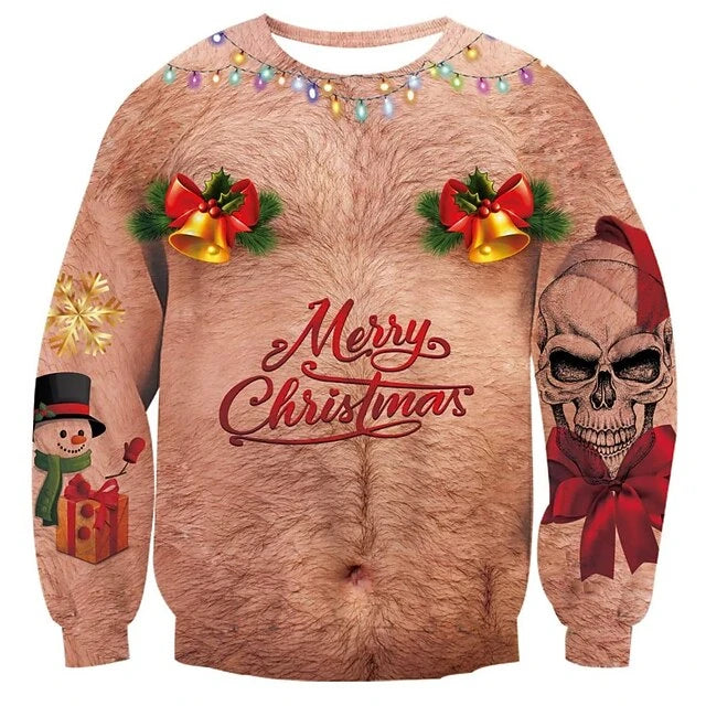 Winter Ugly Xmas Pullover Herren | Dicker Bauch