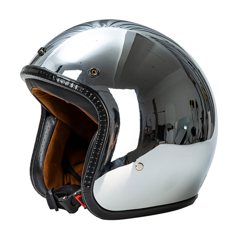 Stilvoller Offener Gesicht Motorradhelm im Silber