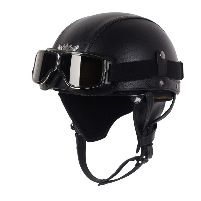 Vintage Motorrad Halbhelm mit Schutzbrille