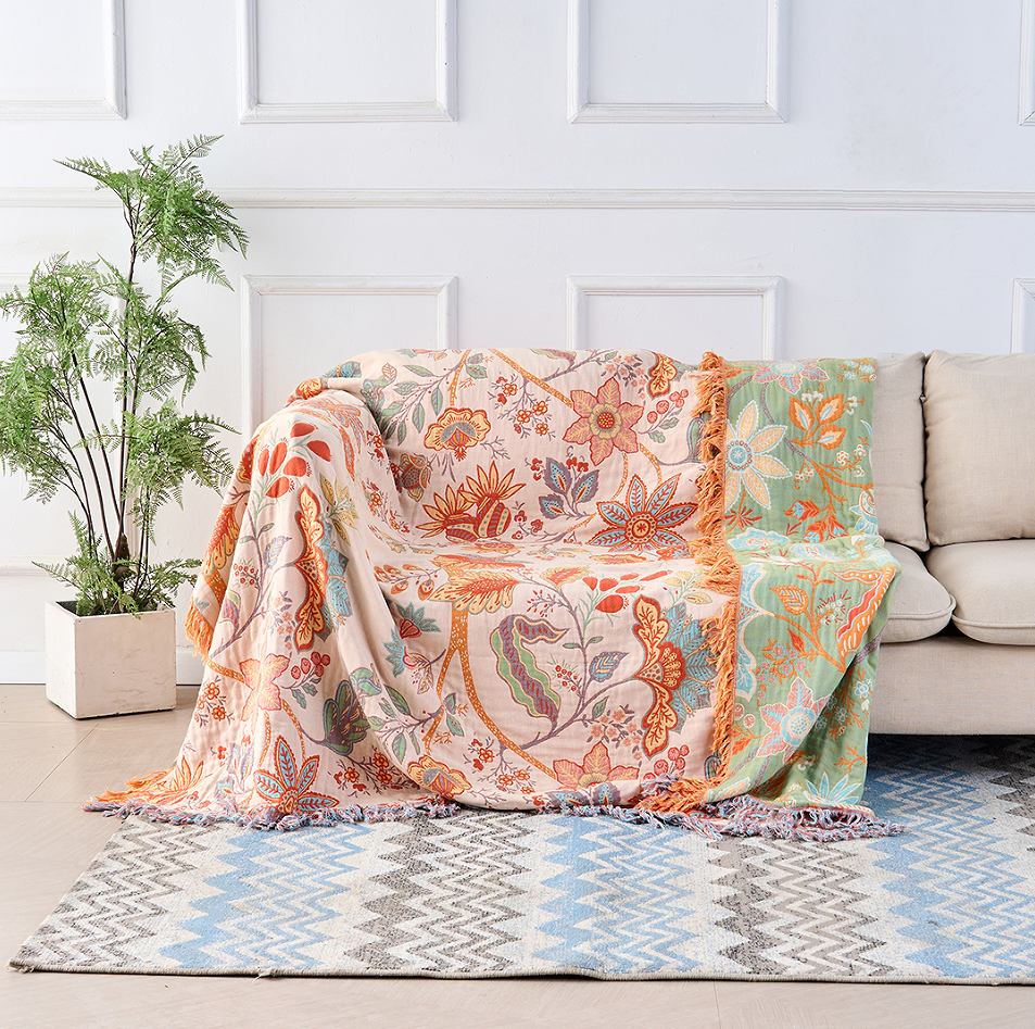 Blumen Boho-Sofa Überwurfdecke