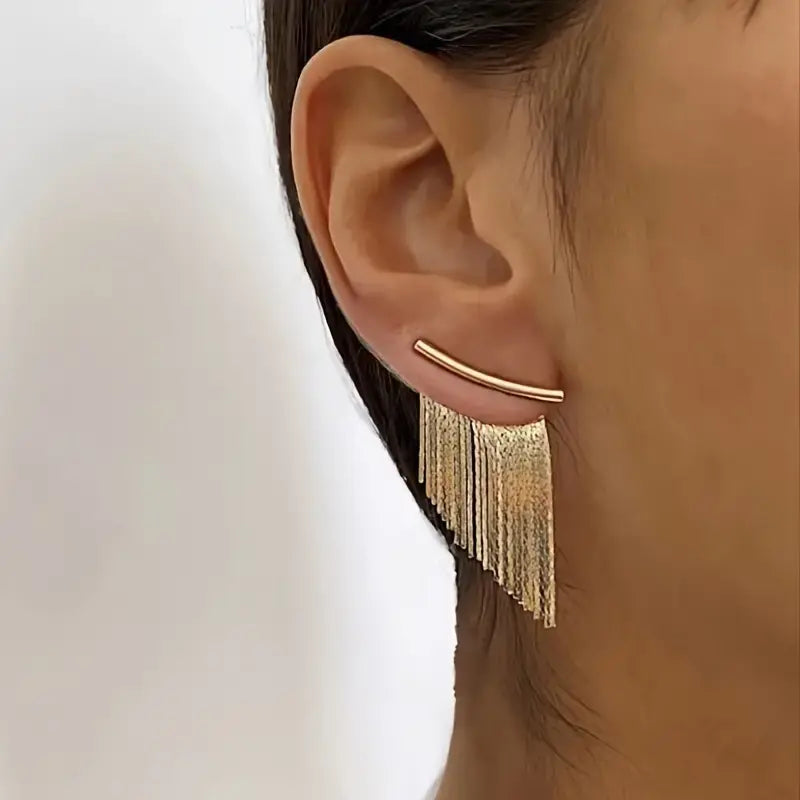 Mode Quaste Ohrringe in Gold Farbe
