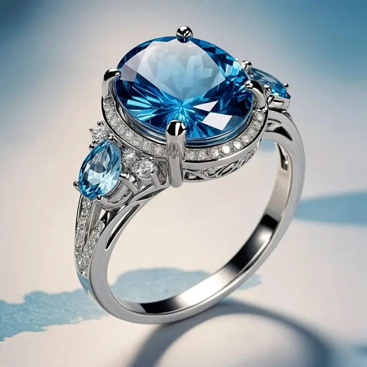 Strahlend Blauer Edelstein-Ring