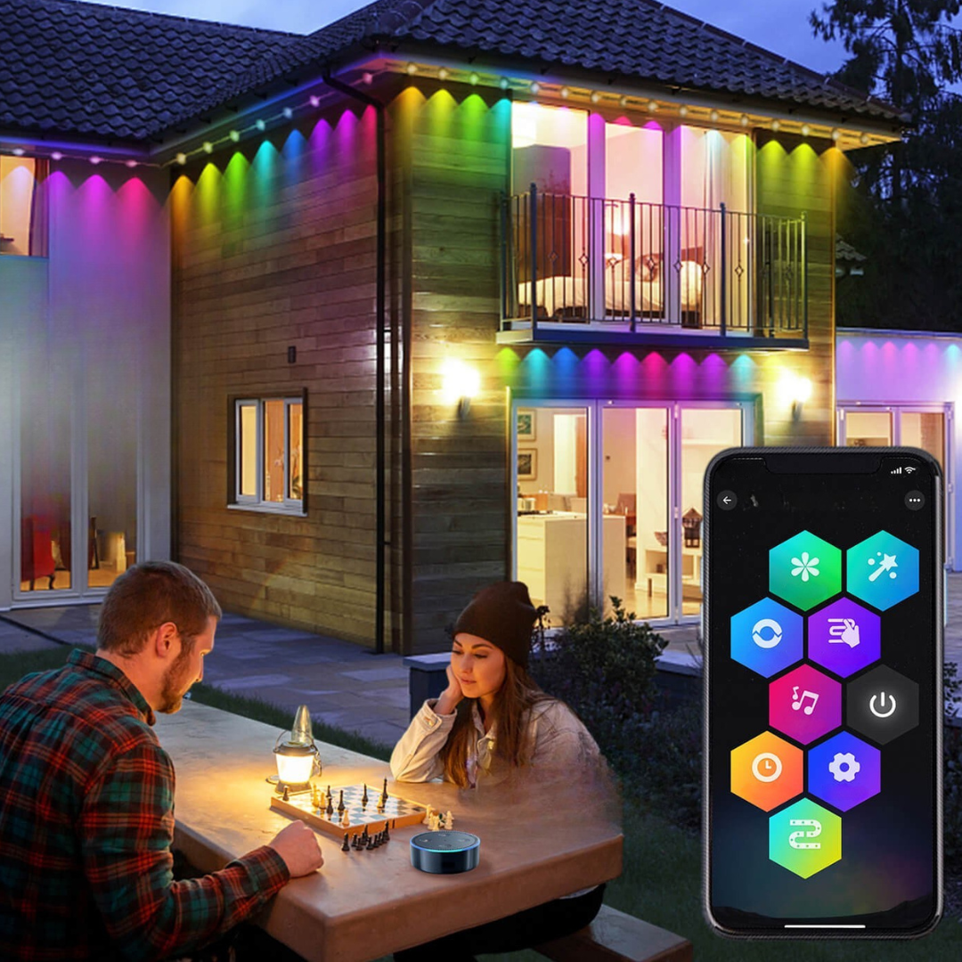 Intelligente LED-Weihnachtsbeleuchtung für den Außenbereich