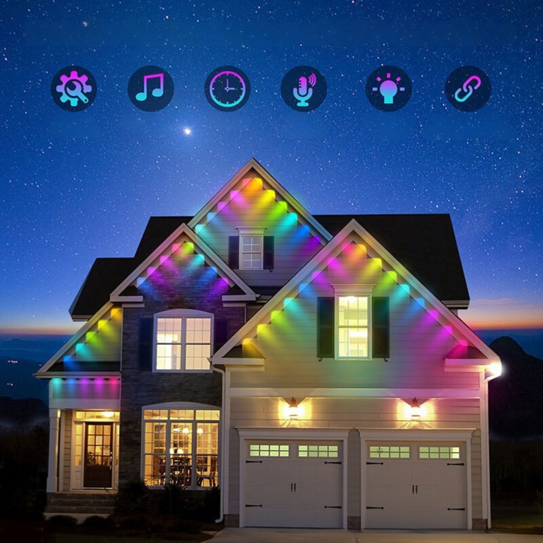 Intelligente LED-Weihnachtsbeleuchtung für den Außenbereich
