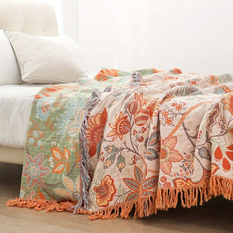 Blumen Boho-Sofa Überwurfdecke